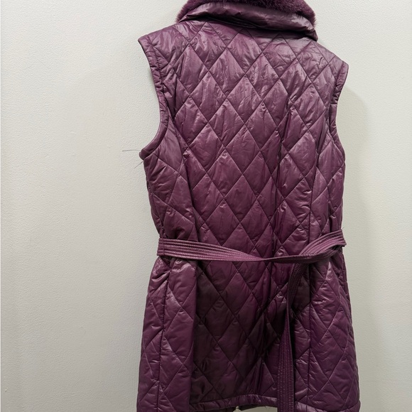 Calvin Klein Women's Purple Quilted faux fur  Vest L - Picture 6 of 6
